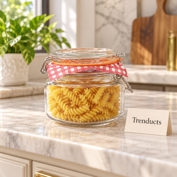 Clip Top Jar filled with pantry food in a kitchen - Trenducts