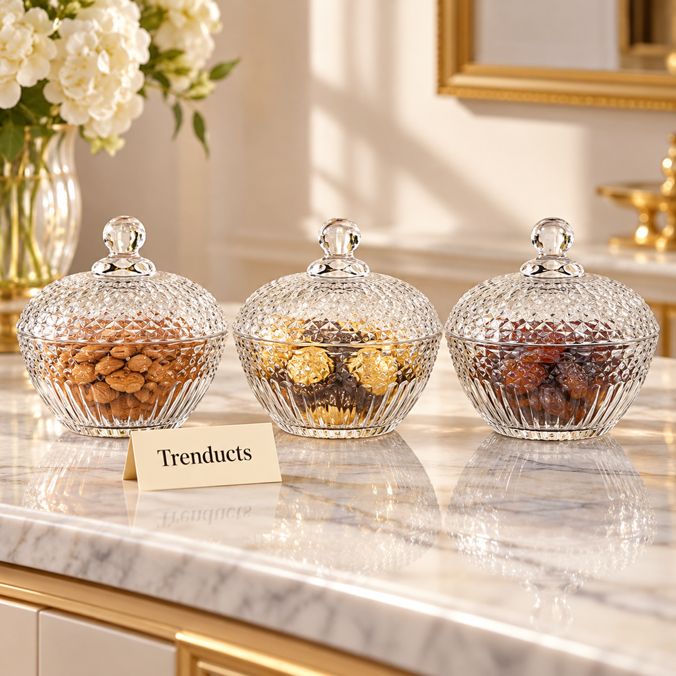 Danny Home Candy Jar Set - 3 Pcs Textured Glass