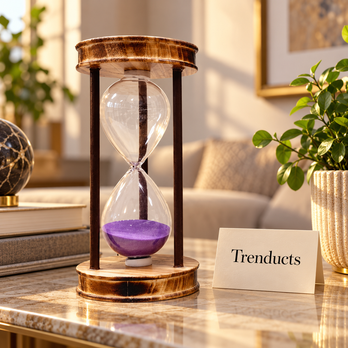 60 Minute Hourglass Sand Timer with Rustic Wood Finish Frame