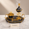 Metal Bakhoor Burner Set with Tray and Storage Jar