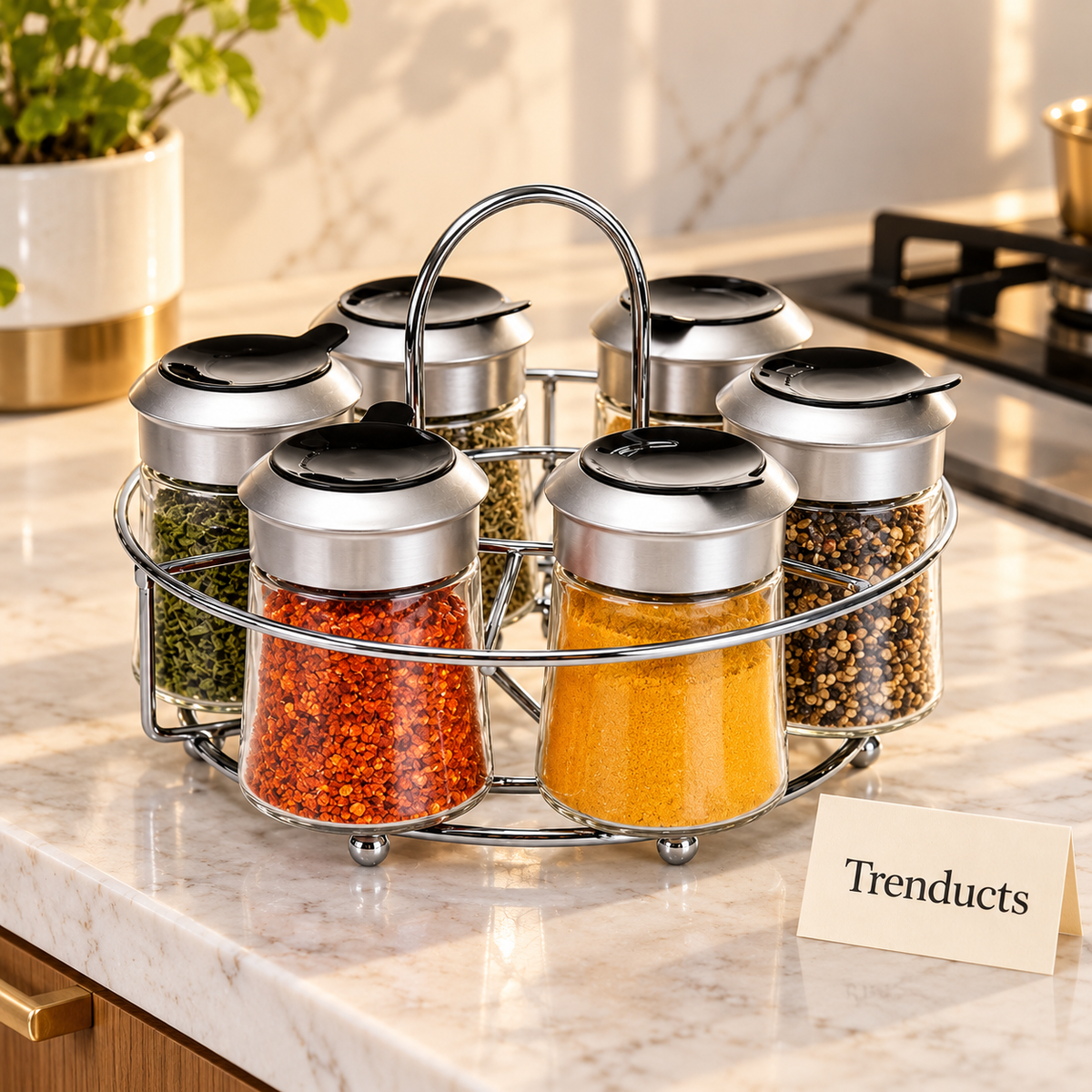 Danny Home Spice Jar Set - 7 Pcs with Round Rack