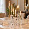 Crystal Candle Stand Set - 6 Pcs Gold Metal Stems