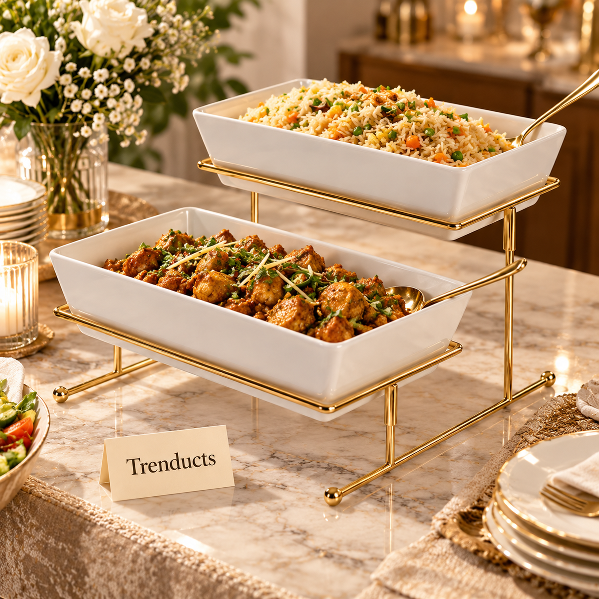 Brilliant 2 Tier Deep Serving Dish with Stand