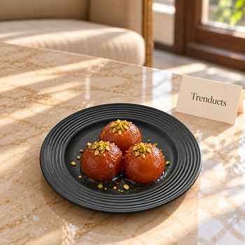 Danny Home Dessert Plate 8.5 inch with gulab jamun on a table | Trenducts