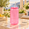 420ml Cute Glass Sipper Bottle – Can Shape with Straw (Random Color)
