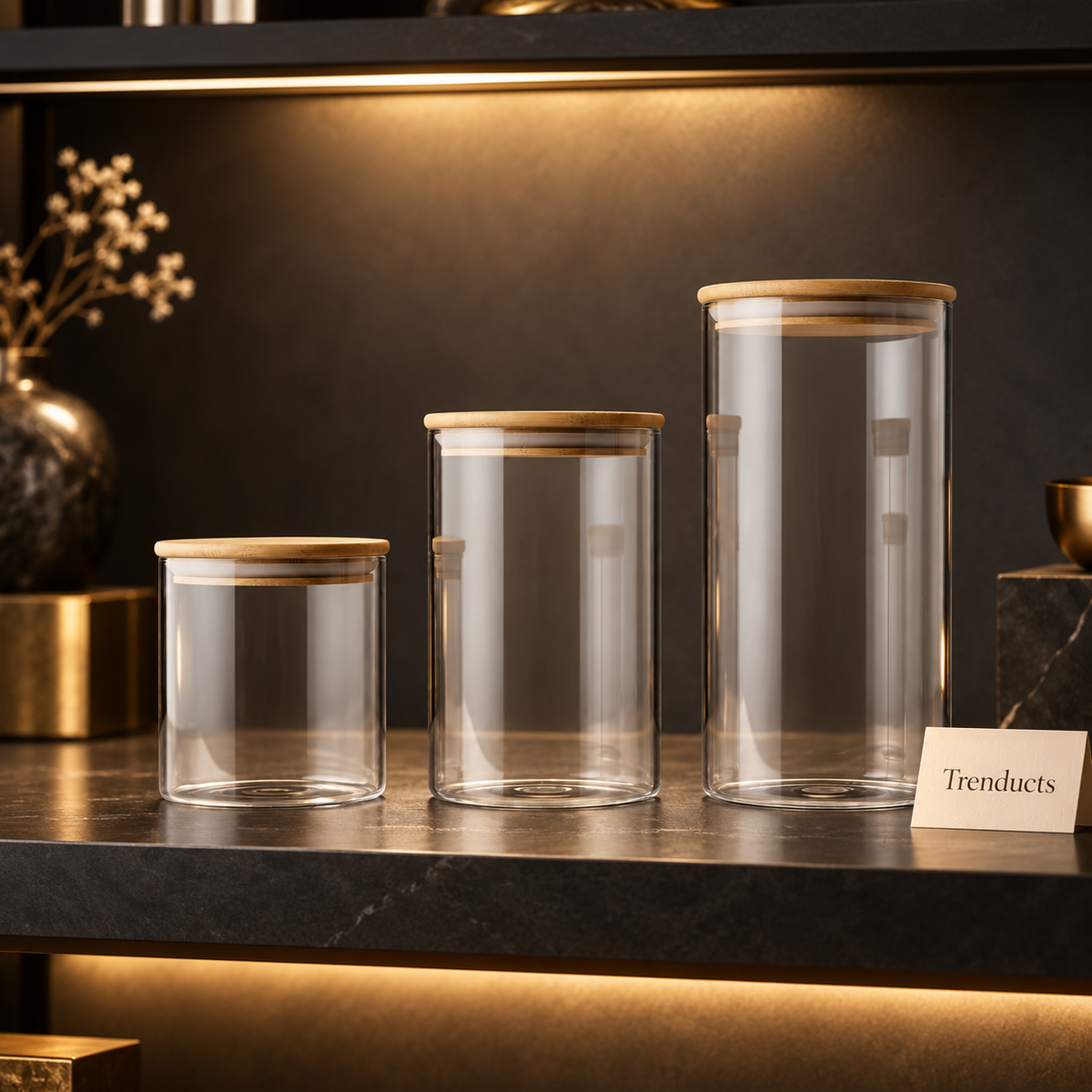 Echou 3-Piece Glass Jar Set with Wooden Lids