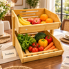 2-Tier Bamboo Fruit & Storage Basket Organizer