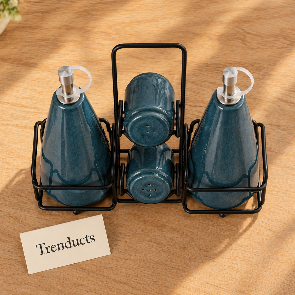Danny Home Ceramic Castor Set 5 Pcs - Teal Blue