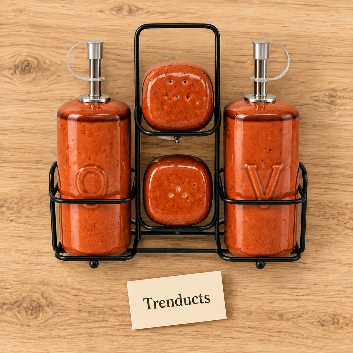 Danny Home Ceramic Castor Set 5 Pcs - Terracotta