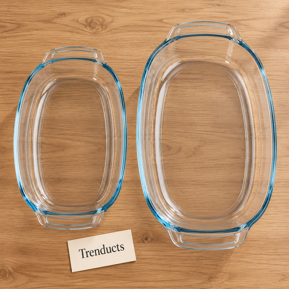 Danny Home Oval Glass Baking Pan Set - 2 Pcs 1.6L & 3L