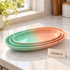 Danny Home Oval Ceramic Dish Set 3 Pcs - Mint & Peach