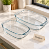 Danny Home Oval Glass Baking Pan Set - 2 Pcs 1.6L & 3L