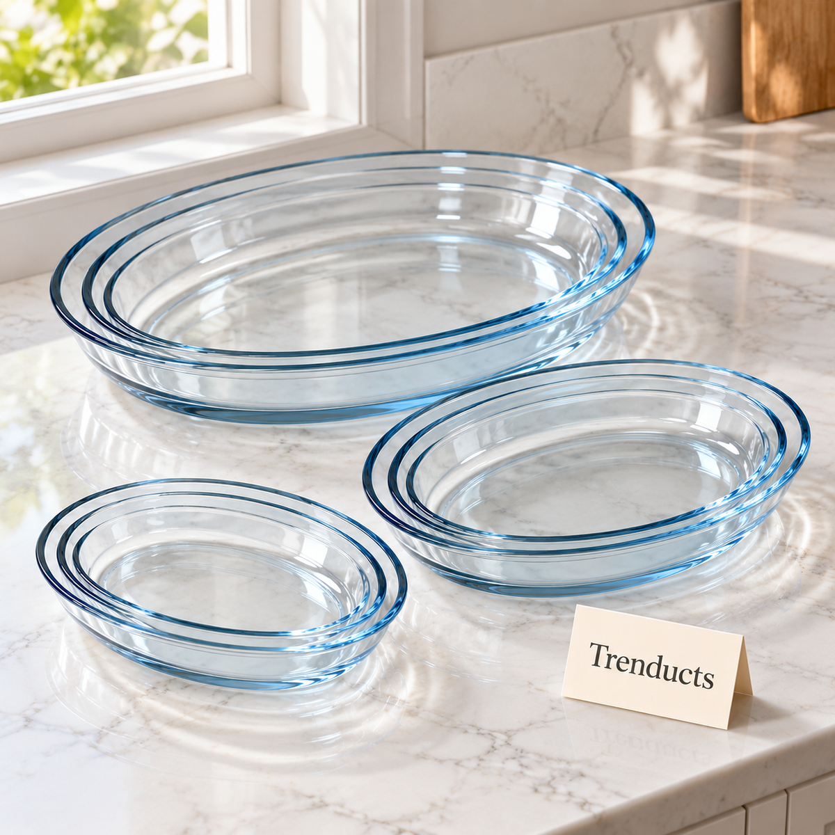 Danny Home Oval Glass Baking Dish Set - 3 Pcs
