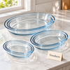 Danny Home Oval Glass Baking Dish Set - 3 Pcs