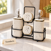 Danny Home Ceramic Castor Set 5 Pcs - White Speckled