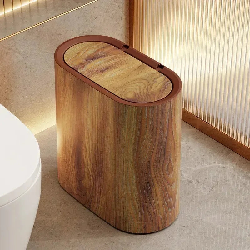 Modern Slim Premium Plastic Dustbin with Press-Top Lid (Random Design)