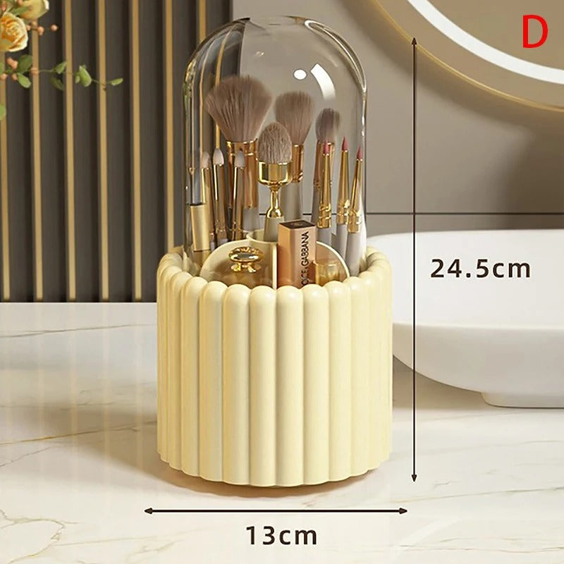 Rotating Makeup Brush Holder – Raised Dot Dust-Proof Storage Tube with Lid