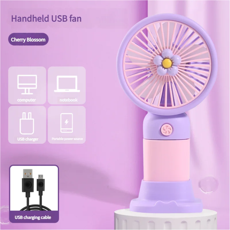 Mini Rechargeable Handheld Fan – Portable USB Personal Fan with Desktop Stand (Random Color)