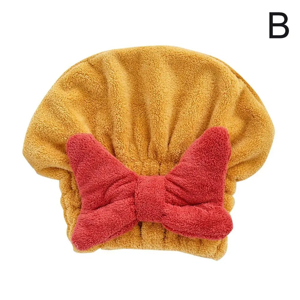 Ultra-Absorbent Microfiber Hair Drying Cap & Quick-Dry Magic Towel with Cute Bow