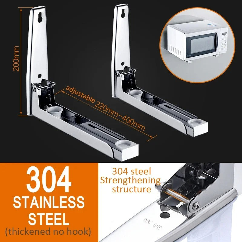 Space Saver Heavy-Duty Wall Mount Microwave Bracket Set (35kg Capacity)