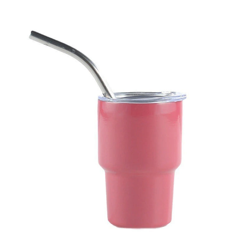 Premium Mini Stainless Steel Insulated Tumbler with Metal Straw (Random Color)