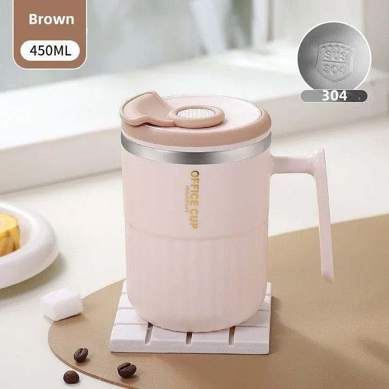 Premium Insulated Stainless Steel Coffee Mug with Straw (450ml)
