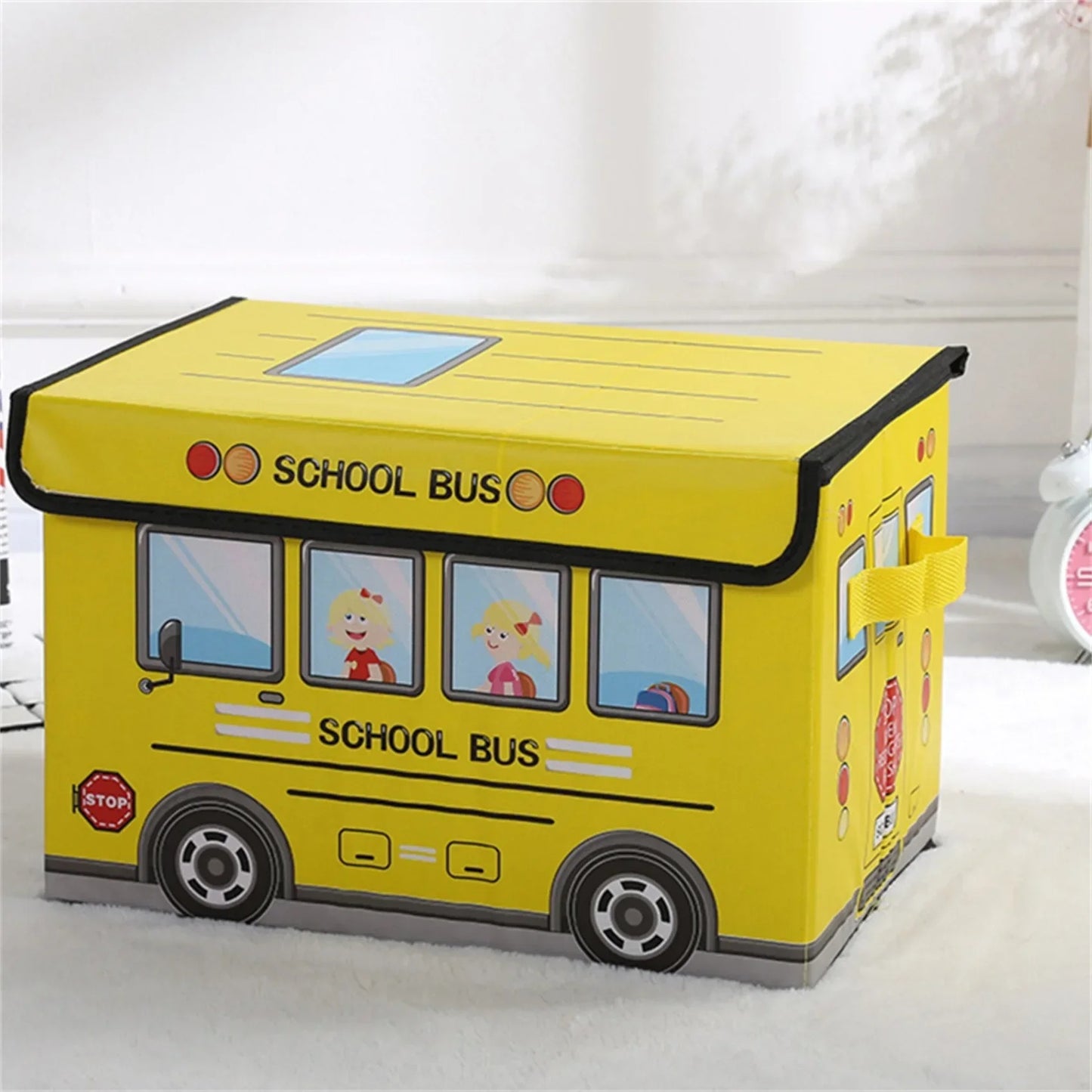 Foldable School Bus Toy Storage Box & Sitting Stool (each)
