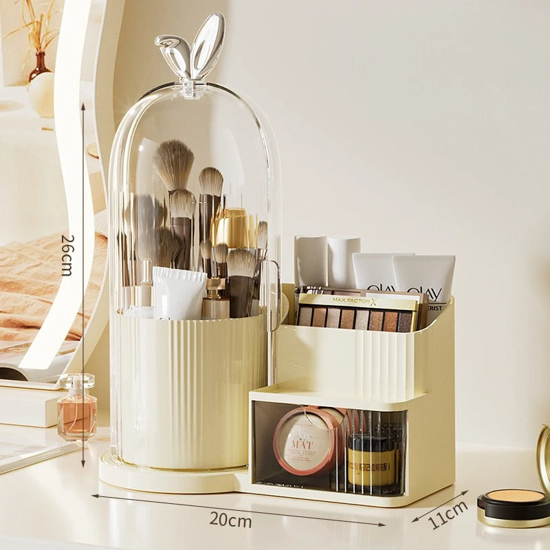 2-in-1 Rotating Dome Brush Station & Cosmetic Organizer