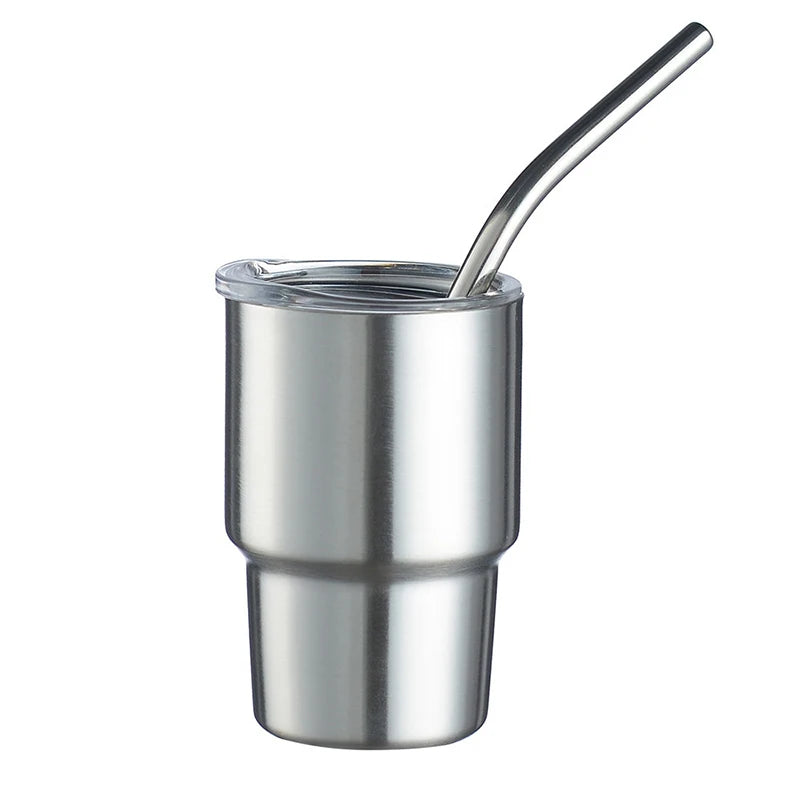Premium Mini Stainless Steel Insulated Tumbler with Metal Straw (Random Color)