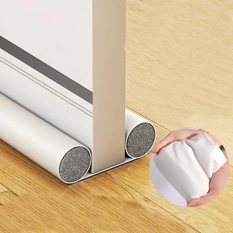 Premium Leatherette Door Draft Stopper - Double-Sided Foam Seal