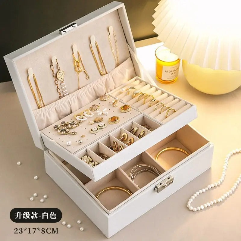 Luxury PU Leather Jewelry Box - Secure Multi-Layer Organizer (Random Color) ZZ