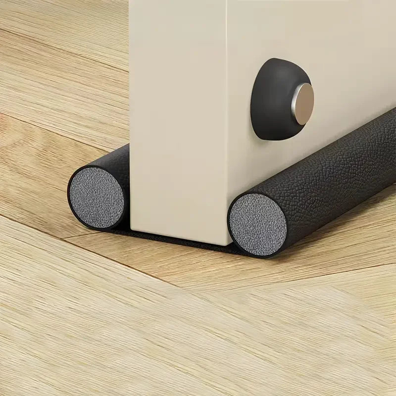 Premium Leatherette Door Draft Stopper - Double-Sided Foam Seal