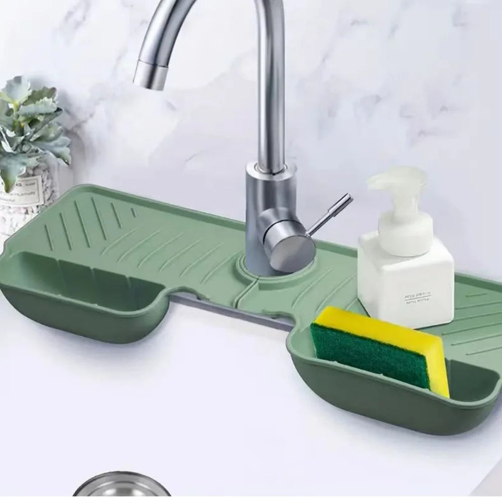 Silicone Faucet Drip Catcher & Sponge Holder Tray