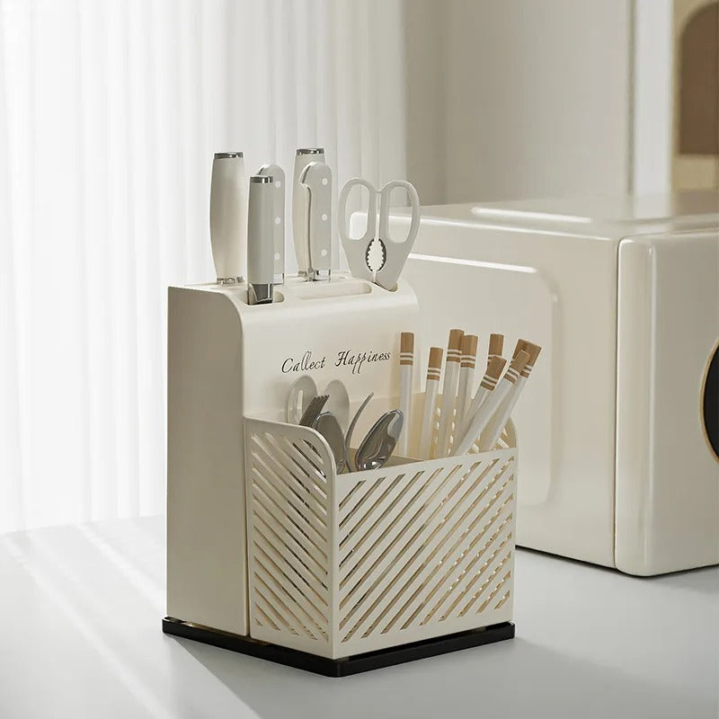2-in-1 Nordic Knife Block & Cutlery Organizer