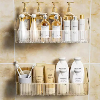 Wall Mounted Cosmetics Storage Rack - Corner Wall Shelf Organizer for Bathroom - Trenducts.pk