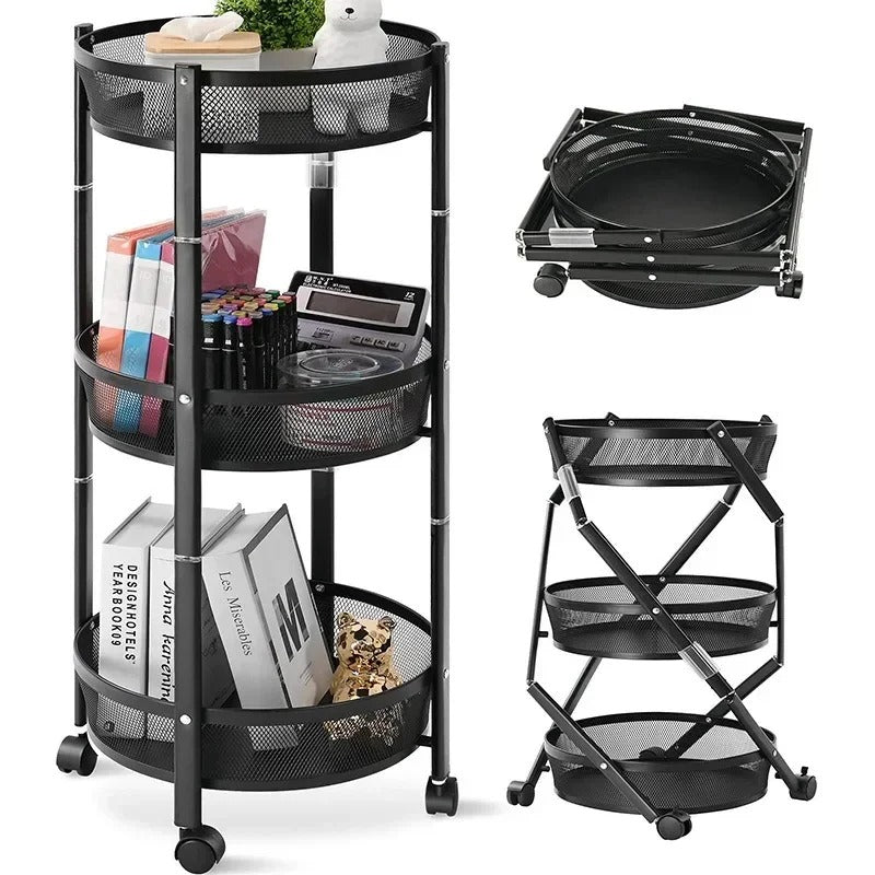 Folding Round Storage Rack - Ultimate Space-Saving Organizer SRL
