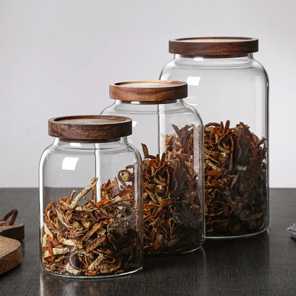 Large Capacity Borosilicate Glass Jar with Airtight Wood Lid