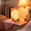 3D Printed Rechargeable Moon Lamp with Geometric Wooden Stand