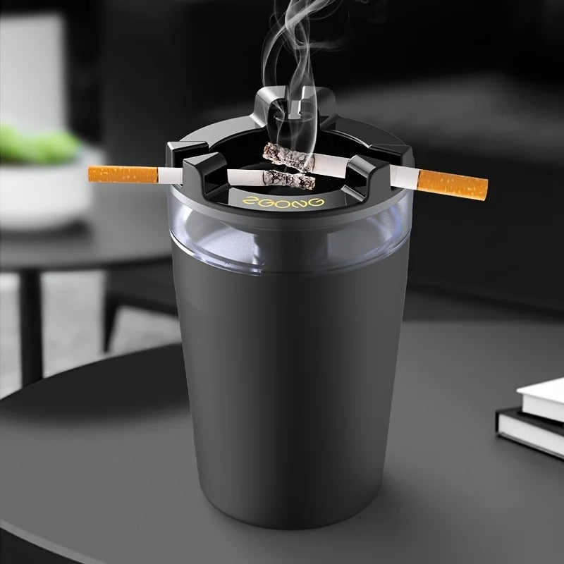 Portable Cup-Shaped Car Ashtray – Smart Hydro-Extinguishing Smokeless Organizer