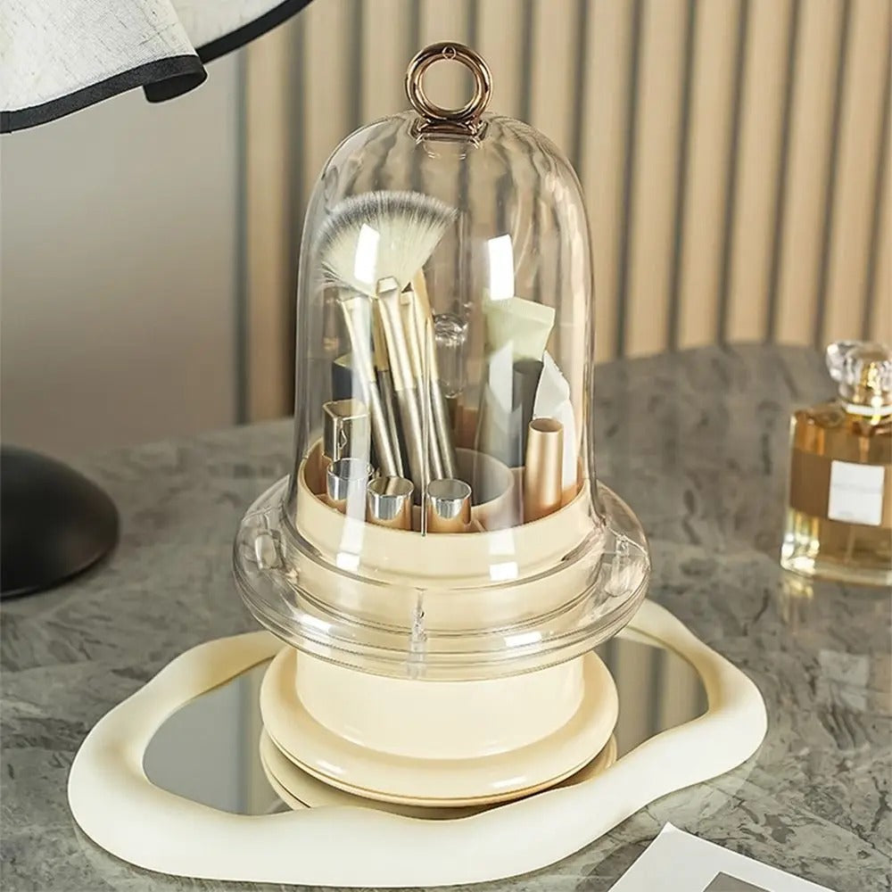 Gemini said Rotating Makeup Brush Organizer with Dust-Proof Lid