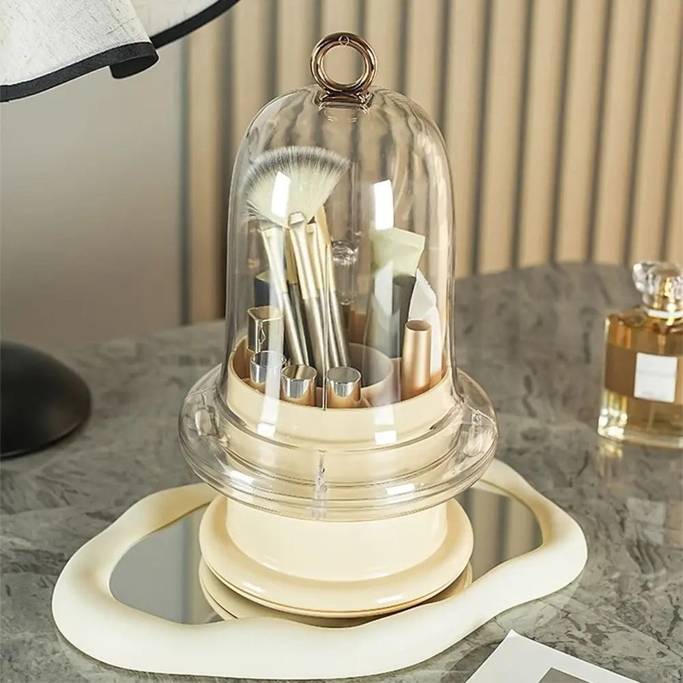 Gemini said Rotating Makeup Brush Organizer with Dust-Proof Lid