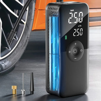 Smart Portable Rechargeable Air Compressor – 2000mAh Mini Digital Inflator & Power Bank Emergency Kit