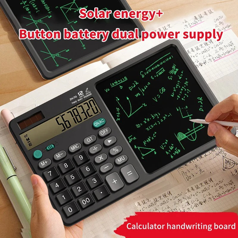 12-Digit LCD Desktop Calculator with Integrated Writing Tablet