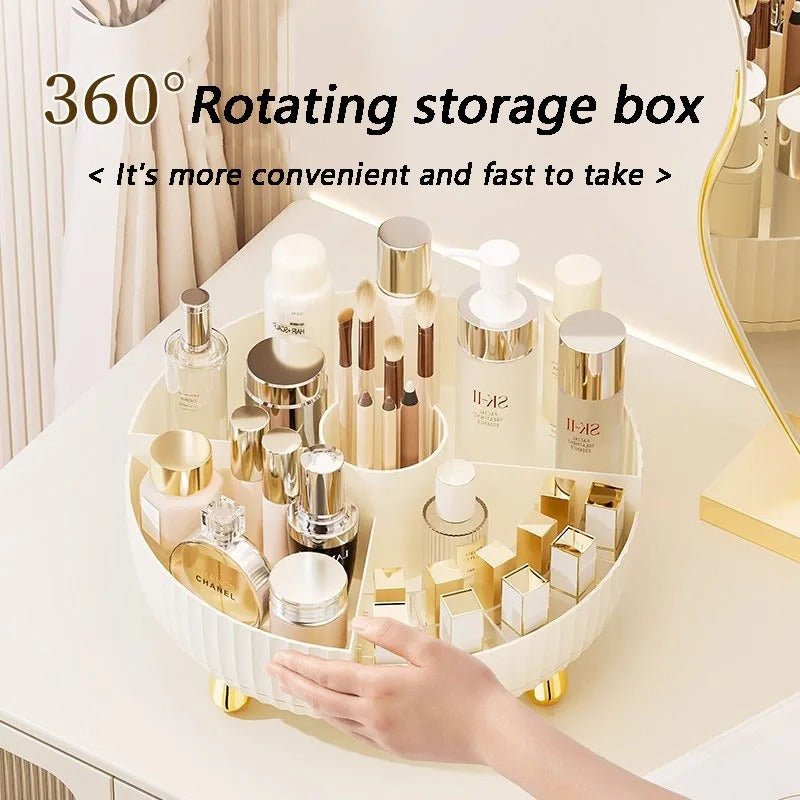 360° Rotating Luxury Cosmetic Organizer Tray – Makeup & Skincare Storage