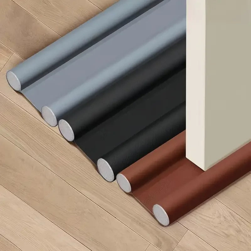 Premium Leatherette Door Draft Stopper - Double-Sided Foam Seal