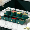 Luxury 2-Tier Spice Jar Set with Radiant Golden Metal Stand
