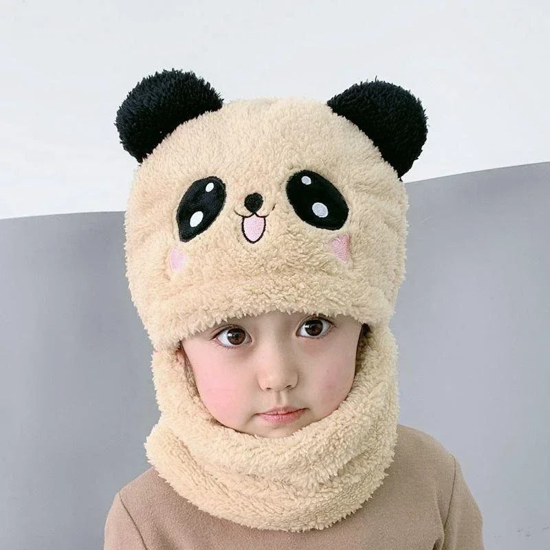 Winter Baby Ear Protection Hat & Integrated Scarf Set