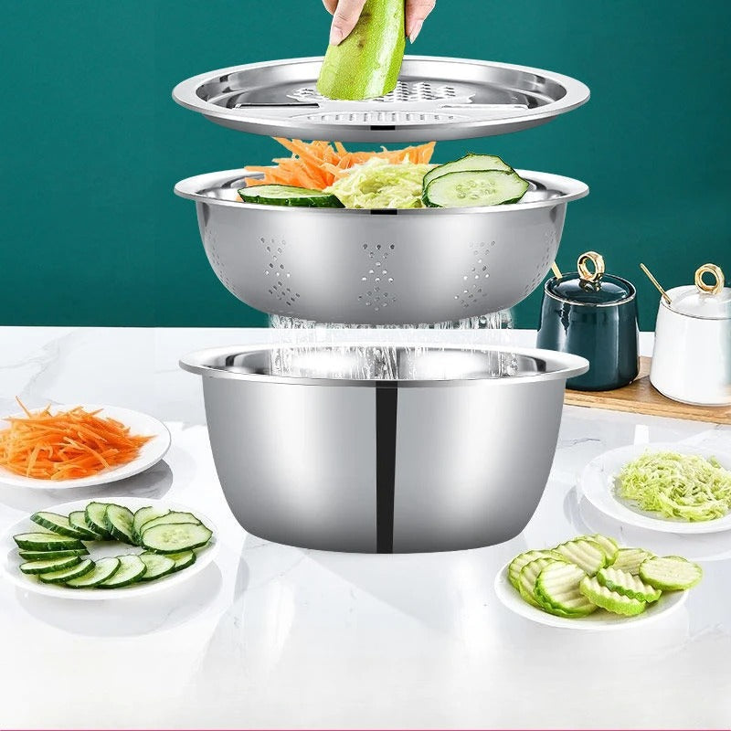3-in-1 Multifunctional Stainless Steel Colander with Grater