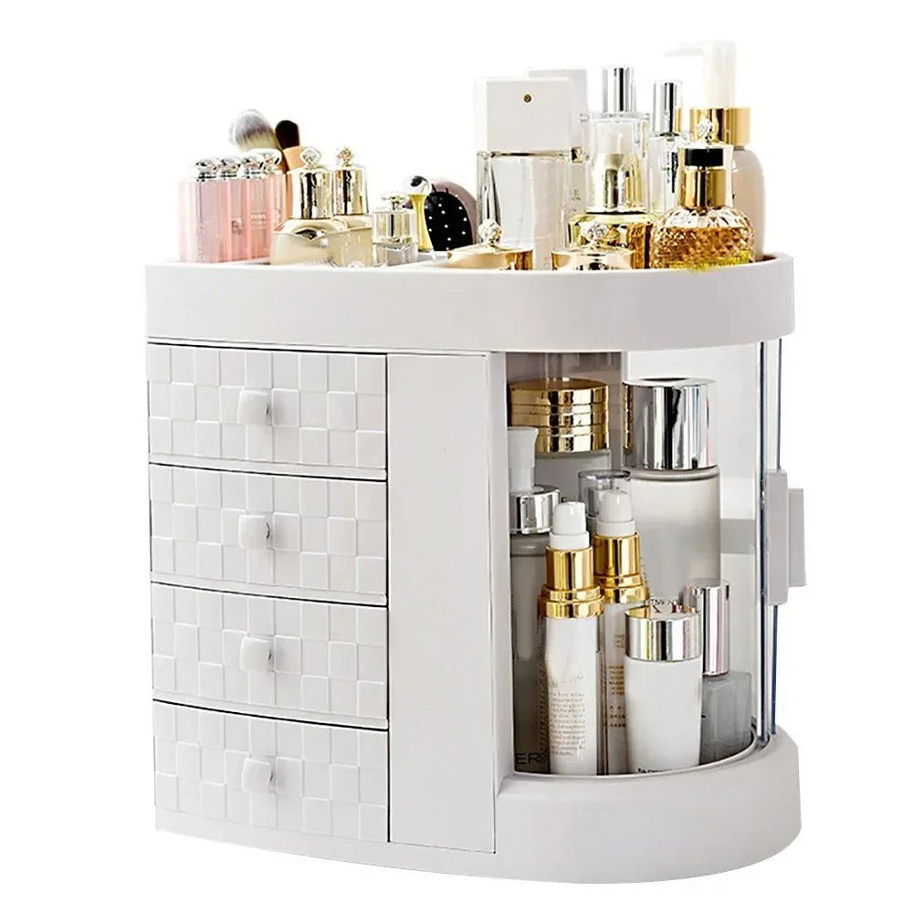 4-Tier Ivory White Multifunctional Makeup & Skincare Organizer