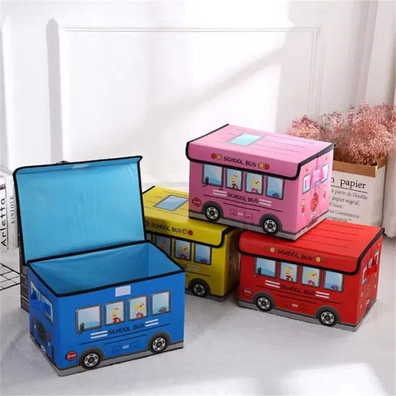 Foldable School Bus Toy Storage Box & Sitting Stool (each)
